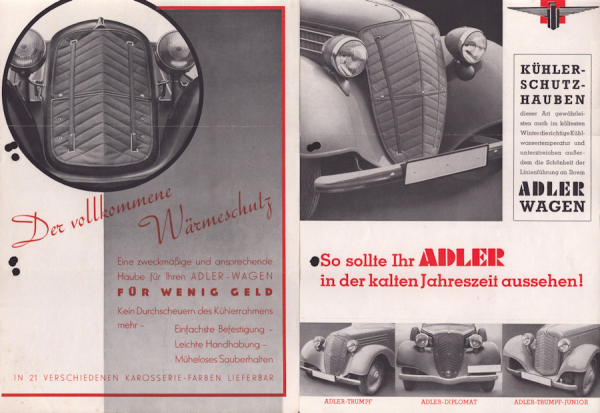 Adler Kühlerschutz Prospekte 1935