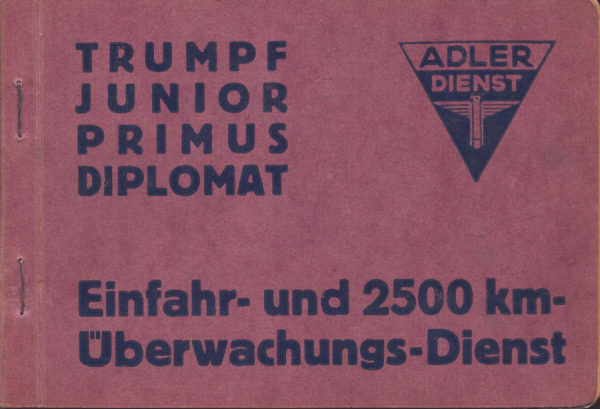 Adler Kundendienstheft ca. 1935