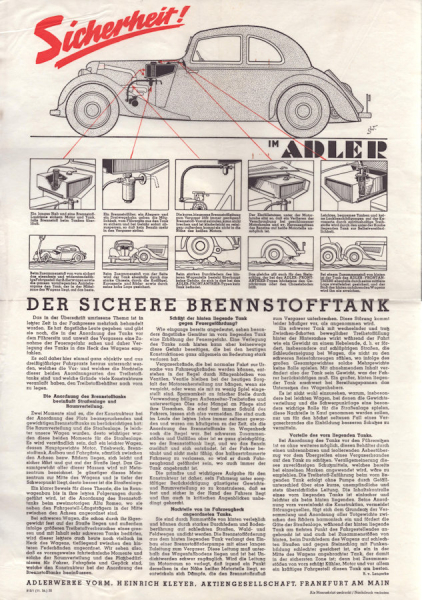 Adler Sicherheit im Adler Plakat 11.1936