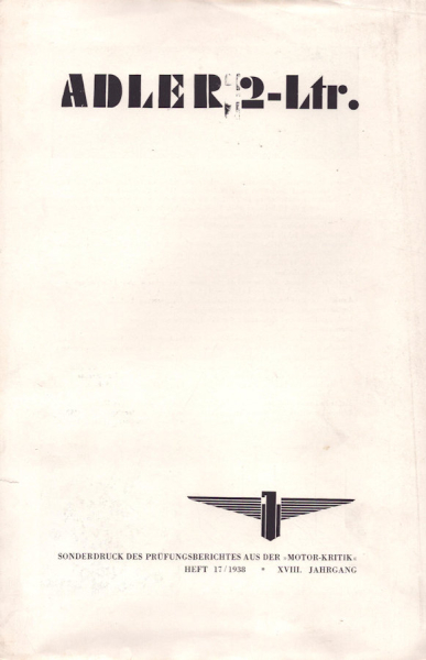 Adler 2 Liter Test aus Motorkritik 1938