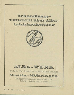 Alba Leichtmotorrad owner`s manual 6.1923