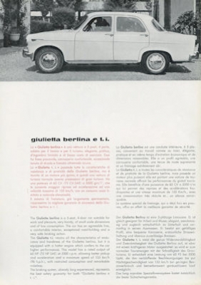 Alfa-Romeo Giulietta Berlina e.t.i. Prospekt ca. 1965