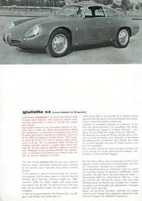 Alfa-Romeo Giulietta SZ brochure ca. 1965