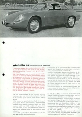 Alfa-Romeo Giulietta SZ Prospekt ca. 1965