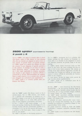 Alfa-Romeo 2000 Spider 2 posti + 2 Prospekt 1965