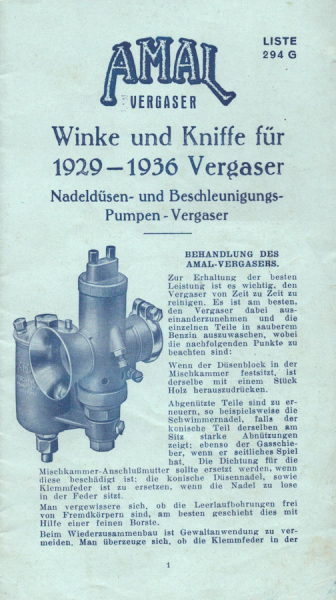Amal Winke und Kniffe für 1929-1936 Vergaser