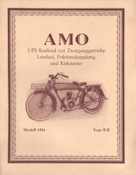 Amo Kraftrad B II 3 PS Prospekt 1924