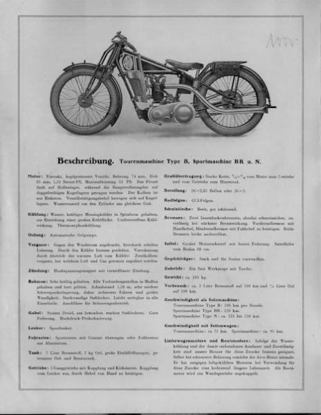 Arco Motorrad Prospekt 1920er Jahre