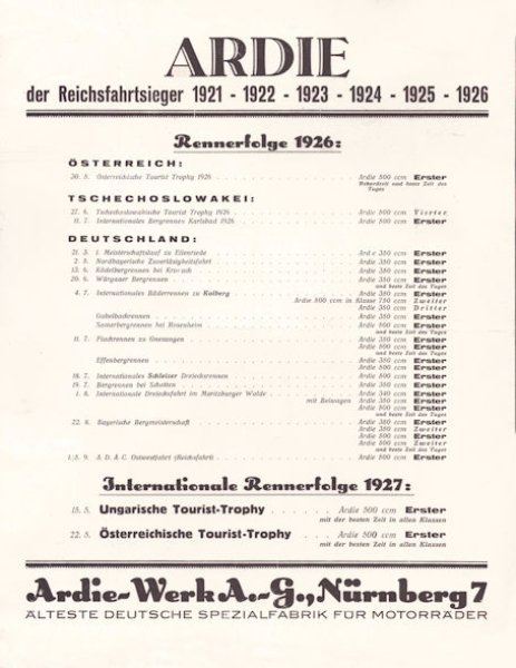 Ardie 750 ccm Prospekt 1927