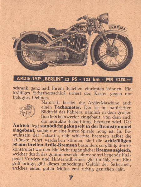 Ardie Programm IAMA 1933