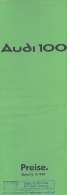 Audi 100 C 2 Preisliste 3.1980