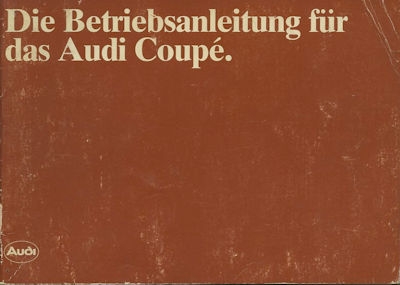 Audi Coupé Bedienungsanleitung 8.1982