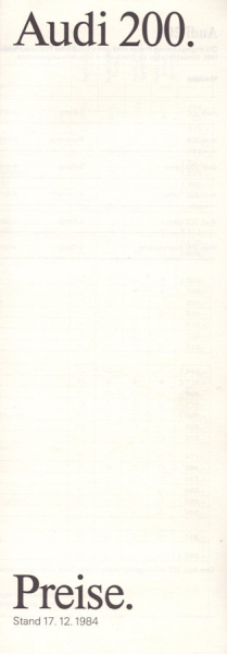Audi 200 C 3 Preisliste 12.1984