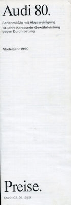 Audi 80 B 3 Preisliste 7.1989