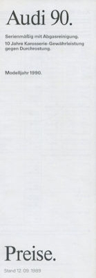 Audi 90 B 3 Preisliste 9.1989