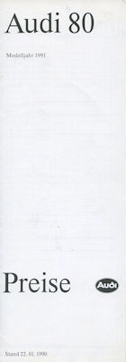 Audi 80 B 3 Preisliste 1.1991