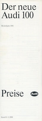 Audi 100 C 4 Preisliste 11.1990