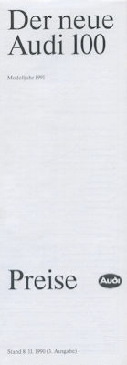 Audi 100 C 4 Preisliste 11.1990