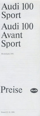 Audi 100 C 3 Sport / Avant Sport Preisliste 1991