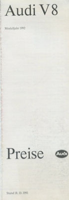 Audi V 8 Preisliste 10.1991