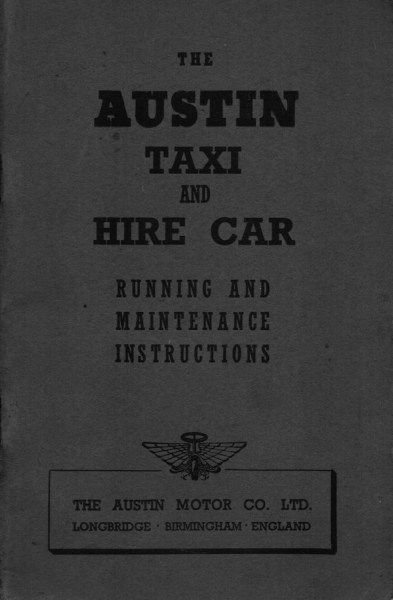 Austin Taxi Bedienungsanleitung 3.1949