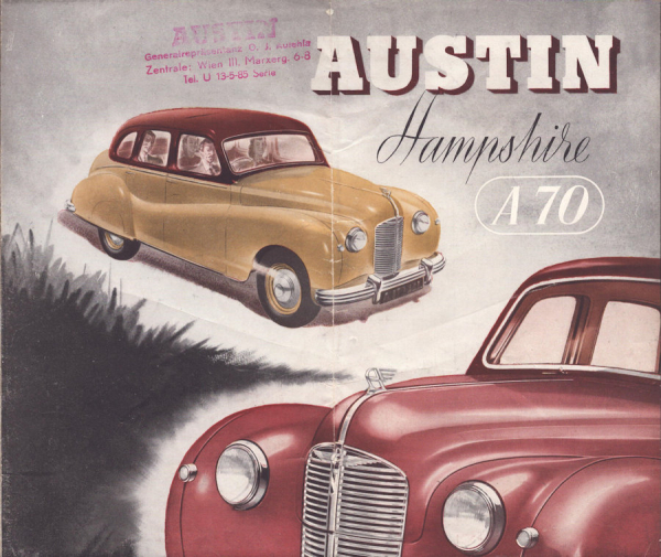 Austin Hampshire A 70 Prospekt ca. 1949