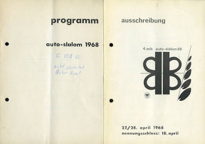 Programm 4. VCB Auto-Slalom Berlin 27./ 28.4.1968