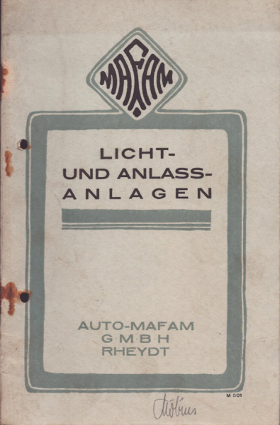 Auto Mafam Licht und Anlasser-Anlagen 3.1924