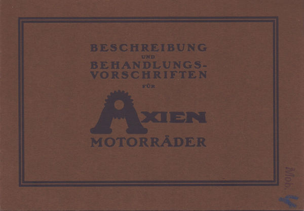 Axien Diesel Motorrad Bedienungsanleitung 1920er Jahre