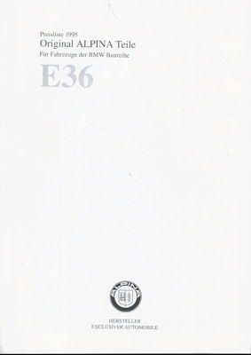 BMW Alpina E 36 Preisliste 1995/96