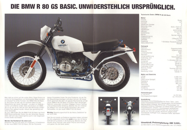 BMW R 80 GS Basic Prospekt 1996