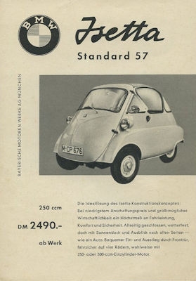 BMW Isetta Standard und Export Prospekt 1957