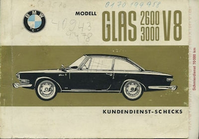 BMW Glas 3000 V 8 customer service booklet 1967/68