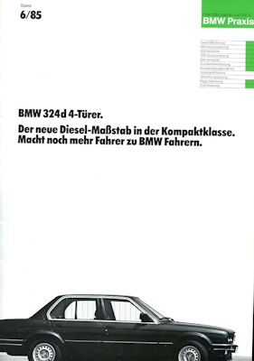 BMW 324d 4-door internally brochure 6.1985