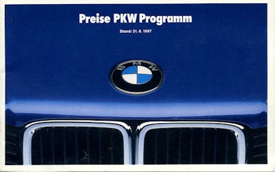 BMW Preisliste 8.1987