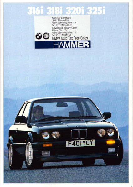 BMW 316 318i 320i 325i 325iX Prospekt 1989