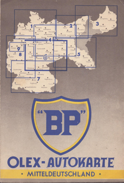 BP Olex Autokarte 6 Mitteldeutschland 1930er Jahre