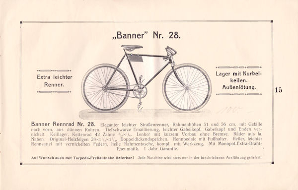 Banner Fahrrad Programm 1914
