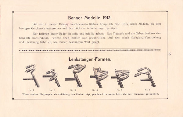 Banner Fahrrad Programm 1914