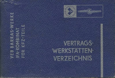 Barkas Vertrags-Werkstätten Verzeichnis 7.1970