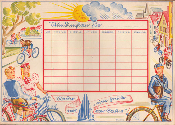 Bauer Stundenplan 1930er Jahre