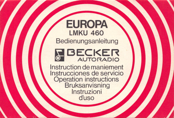 Autoradio Becker Europa LMKU Bedienungsanleitung 1970er Jahre