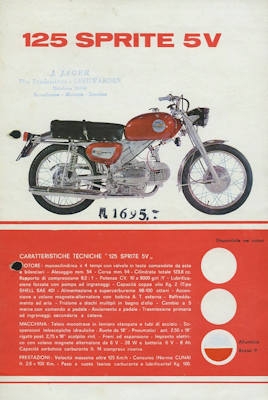 Benelli 125 Sprite 5V brochure ca. 1968