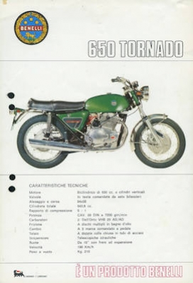 Benelli 650 Tornado brochure 1971