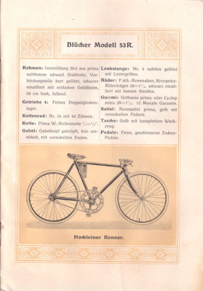 Prochnow & Bergemann Fahrrad Programm 1913