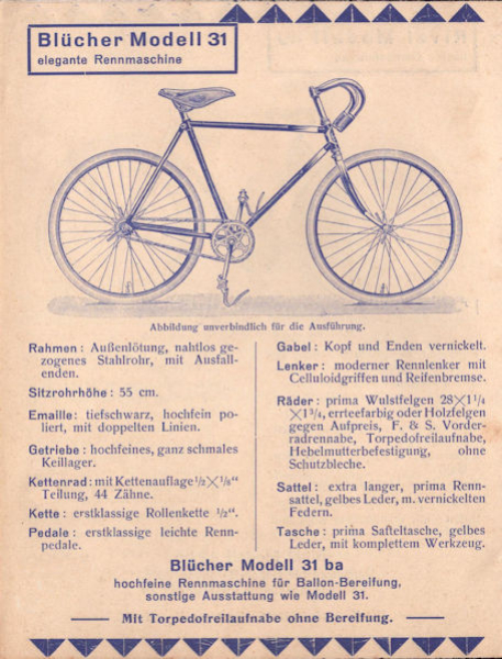 Blücher Fahrrad und Motorfahrrad Prospekt 1931