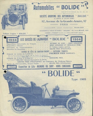 Bolide Automobil brochure 1905