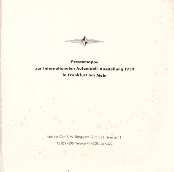 Borgward Pressemappe IAA 1959 Frankfurt am Main