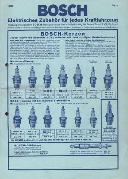 Bosch Elektrisches Zubehör Prospekt 1937