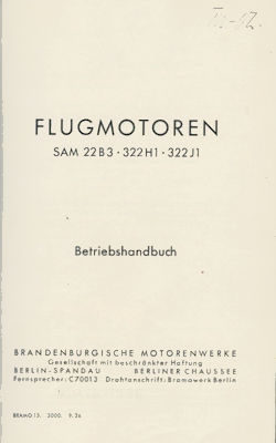 Bramo SAM 22B3 / 322H1 / 322J1 Bedienungsanleitung 9.1930